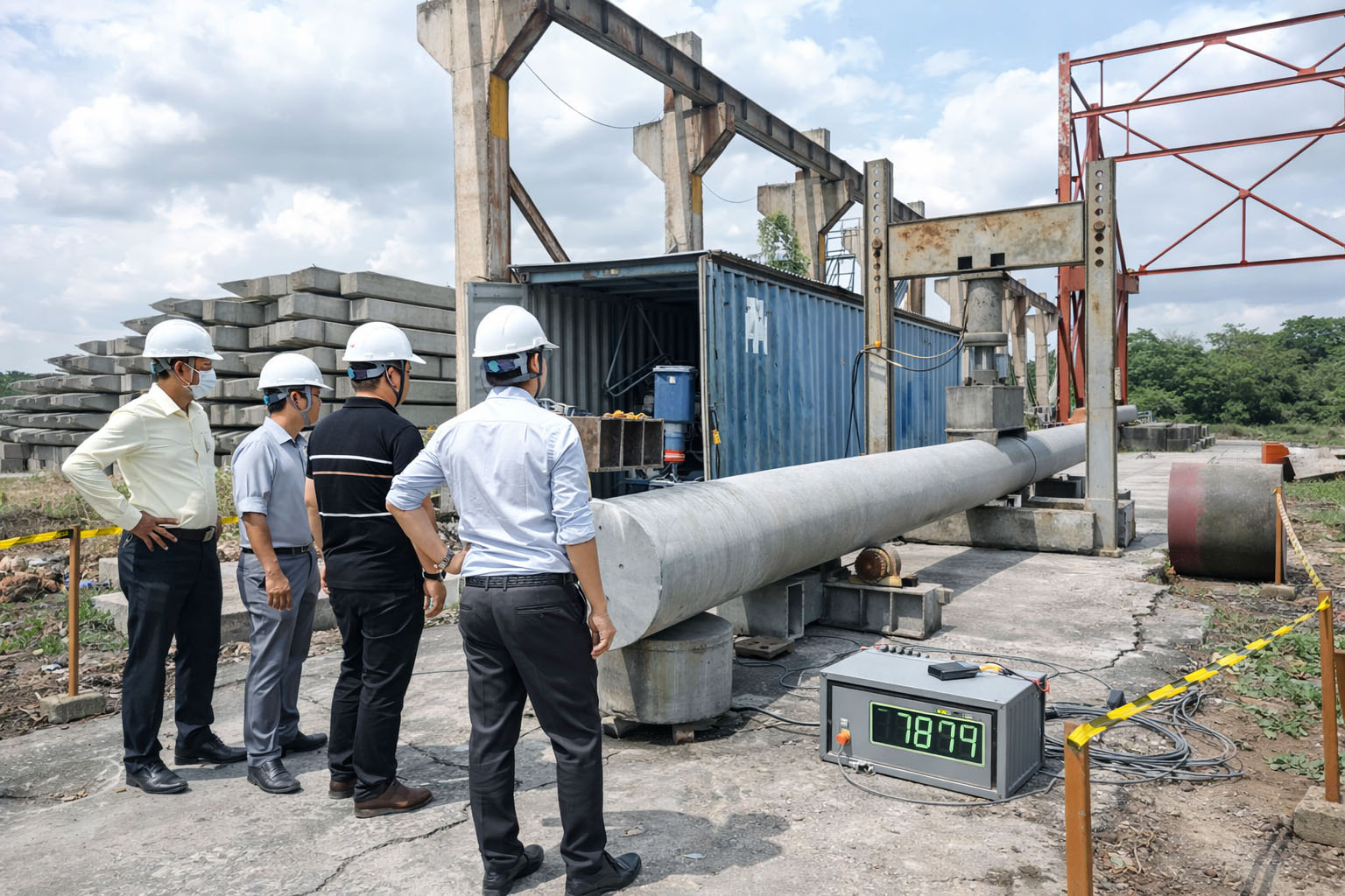 Hoạt động kiểm tra và thử nghiệm cấu kiện tại hiện trường của Hoàng Gia
